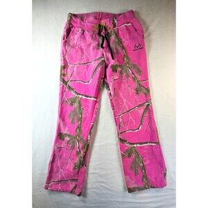 Realtree Women's Small Pink Camo Pants Hunting Outdoors Drawstring 28" Inseam